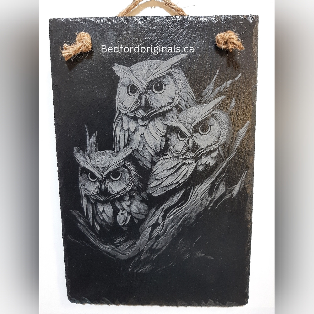 Engraved Slate Decor - Owl